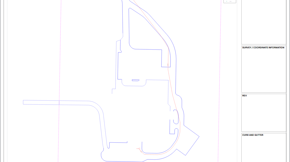 A plot sheet in preview: the drawing placed inside the title block at a stated scale