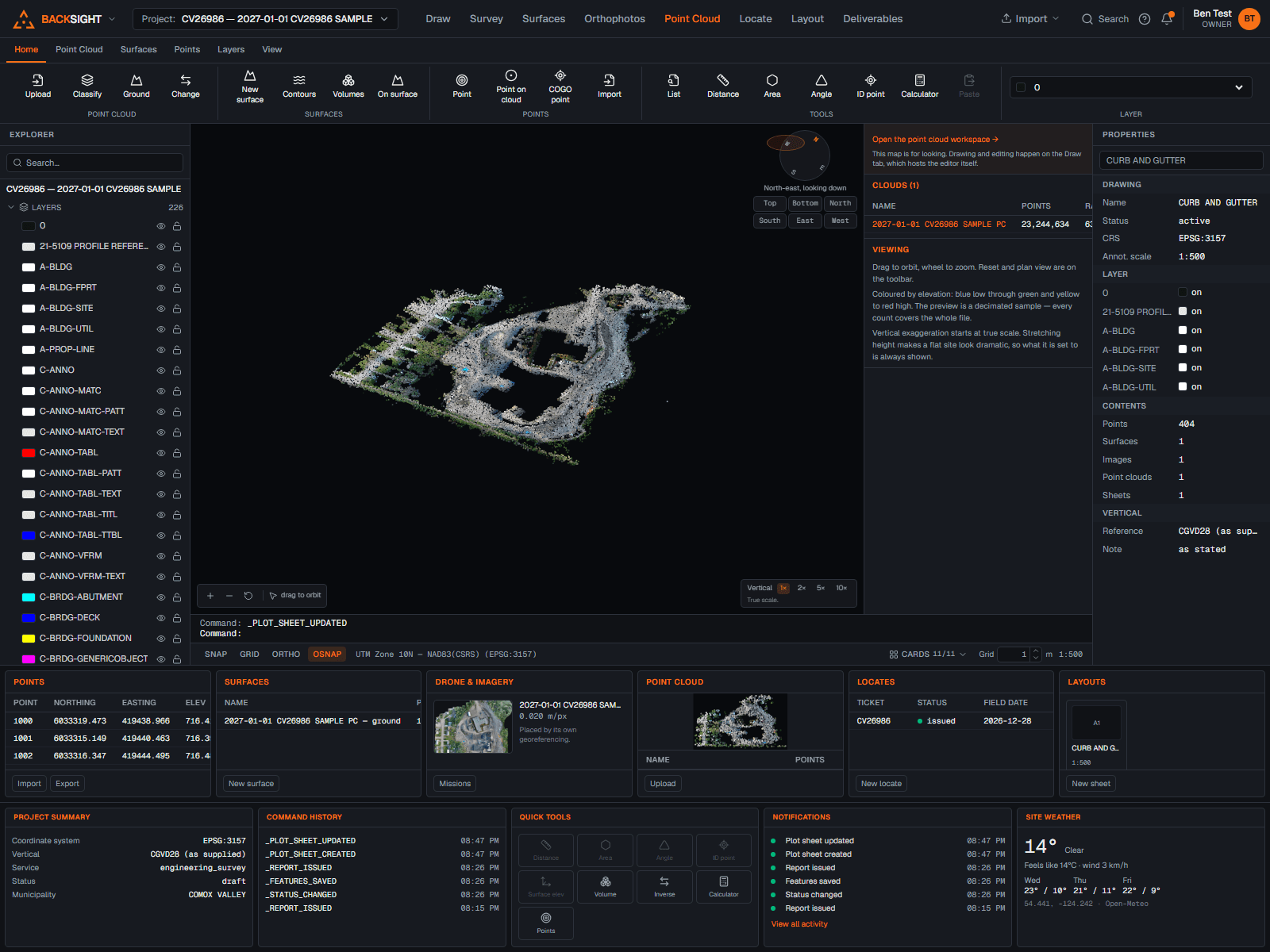 Point Cloud mode with a cloud displayed by classification