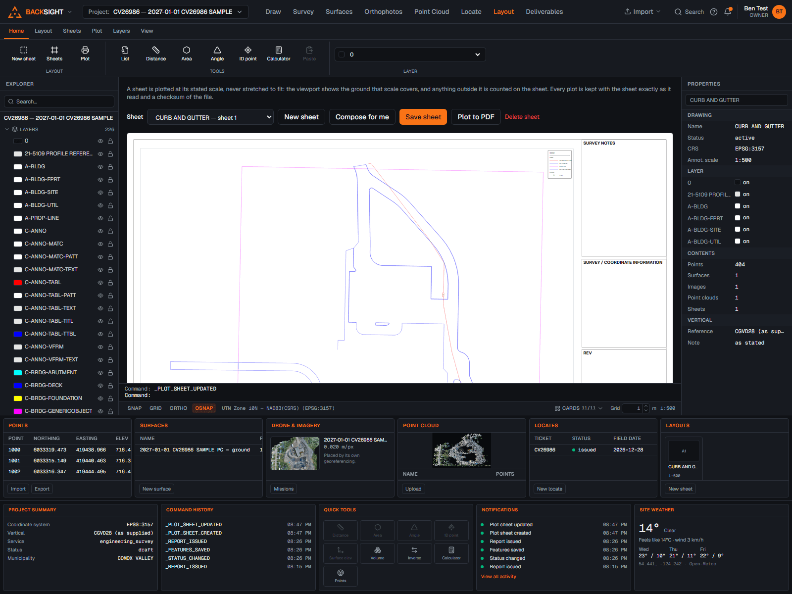 Sheets mode with the live sheet preview